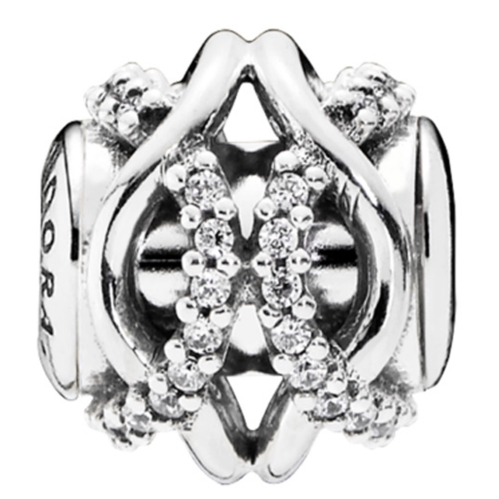 Retired Pandora Essence Caring Charm with Clear Zirconia & Sterling Silver